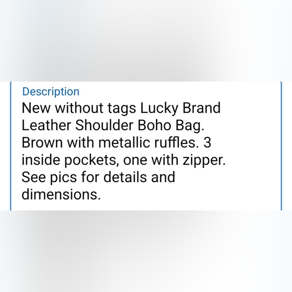 NWOT Lucky Brand Leather Boho Shoulder Handbag - Picture 8 of 8